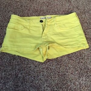 Neon stretch denim shorts