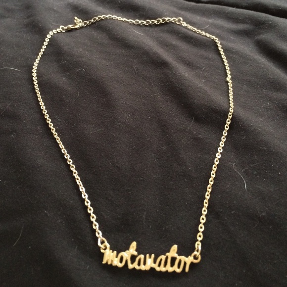 A gold, short necklace