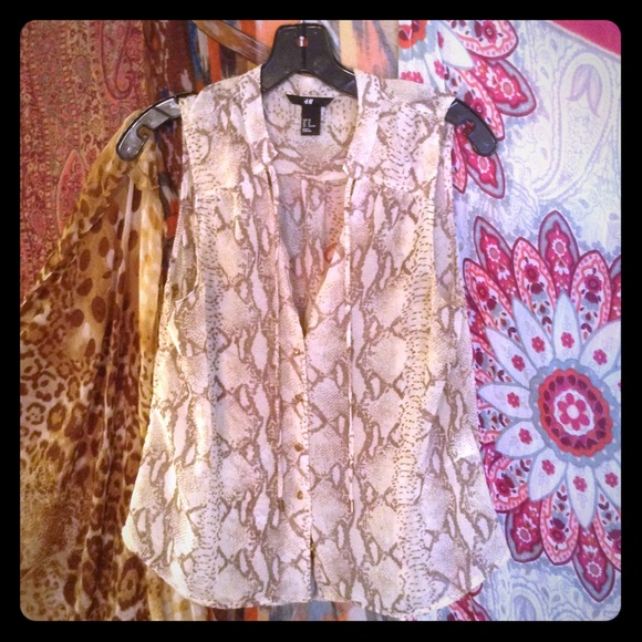mesh snake print blouse