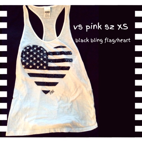 PINK Victoria's Secret Tops - SALE VS PINK white flag heart bling racerback