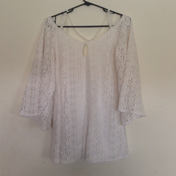 NEW White Lace Criss Cross Back Dress - Picture 3 of 4