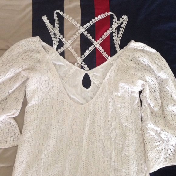 NEW White Lace Criss Cross Back Dress - Picture 4 of 4