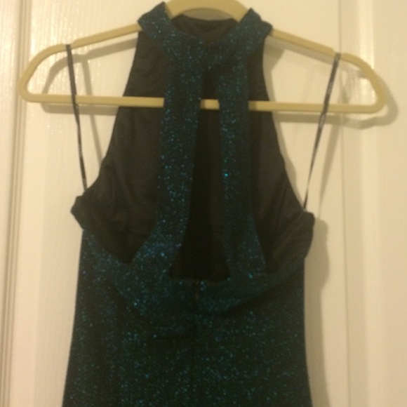 Turquoise and Black Party Dress - Picture 2 of 3