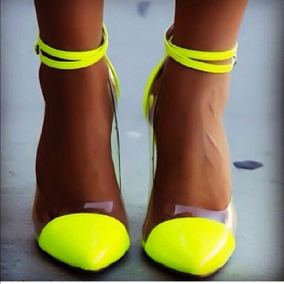 Neon green pumps.