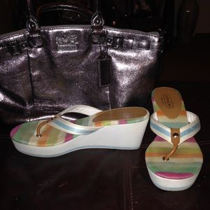 Coach foam white and multicolored wedges