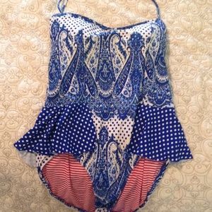 4th of July Peplum Red white and Blue Swimsuit