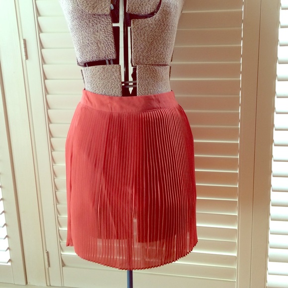 Beautiful autumn colors! Coral pleated skirt