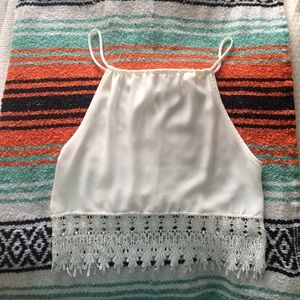 White lace crop top