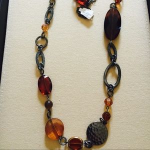 Pretty long brown stones necklace