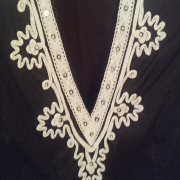 Long sleeve tunic Brown white boho chic style - Picture 3 of 5