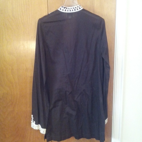 Long sleeve tunic Brown white boho chic style - Picture 4 of 5