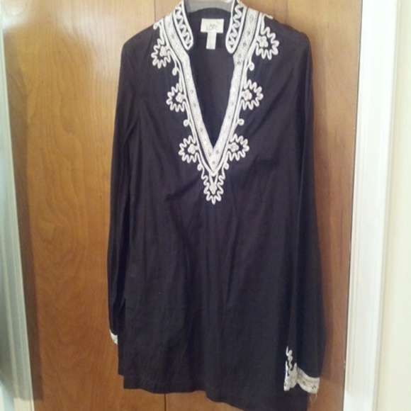 Long sleeve tunic Brown white boho chic style - Picture 5 of 5