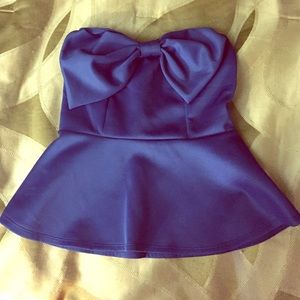 Royal blue tube top with Large bow detail