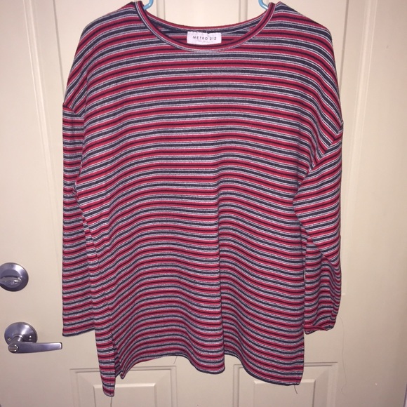 Red and black striped oversized sweater