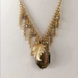 HP Antique Grey Gold Leaf Dewdrop Necklace HP Antique Grey Gold Leaf Dewdrop Necklace