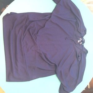 navy blue top with front tie