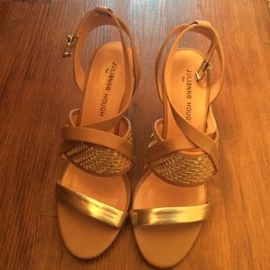 Tan and gold wedges