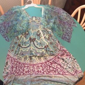 bundle blue  and brown long top/short dress and