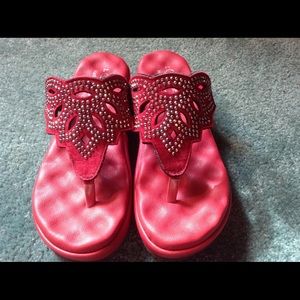 Red Sandals Size 5 women or kids 3 1/2