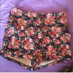 High waisted floral shorts