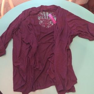 purple open long sleeve sweater size 2x