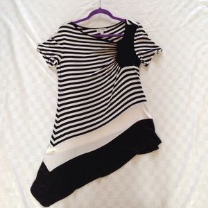 Striped angle hemmed top