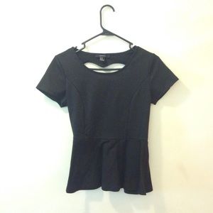 Heart Back Cutout Peplum Top