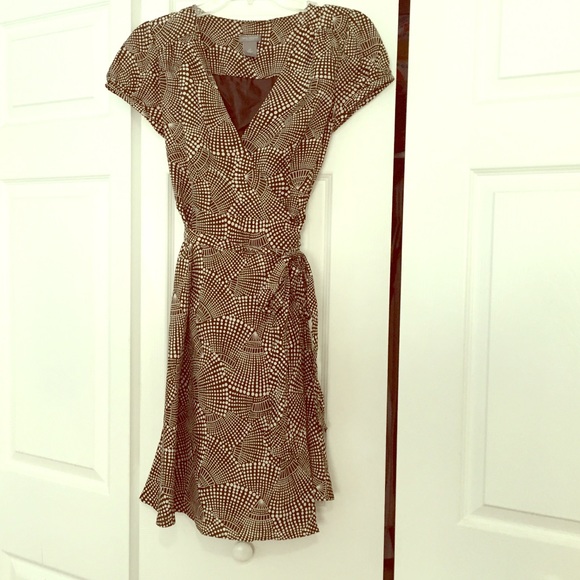 Brown and beige side tie Ann Taylor dress 0P