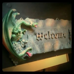 Hanging welcome sign