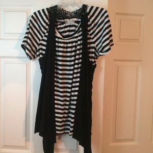 striped top with attached black vest size 1x