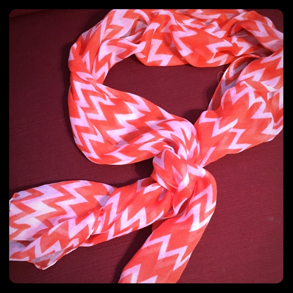 Orange and White Chevron Scarf