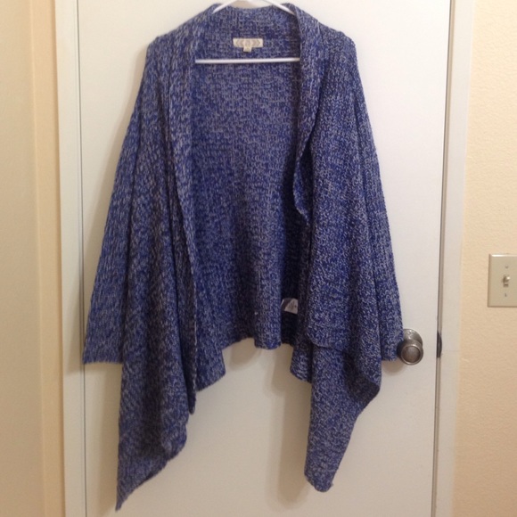 Blue and White "Pink Rose" Cardigan