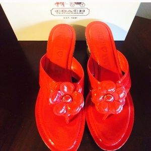 New Red Coach Poppy Wedges