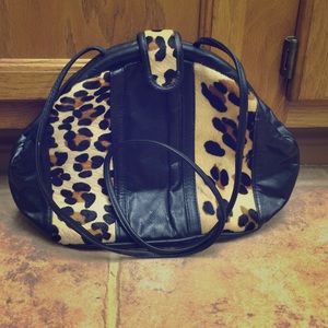 Cute black clutch with cheetah print