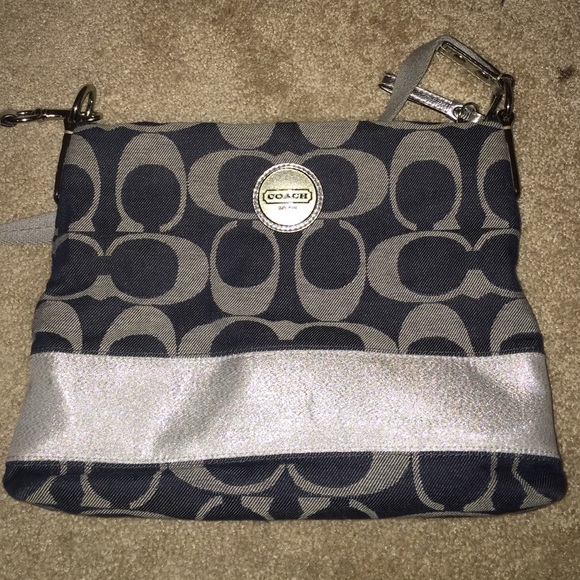 Coach Denim and silver cross body purse