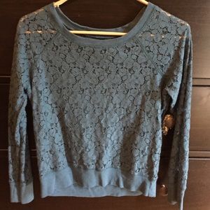 Blue lace long sleeve shirt