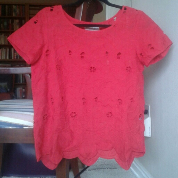 Red cut out blouse