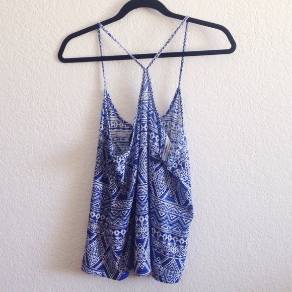 SOLD/Blue & White Print Tank Top - Picture 2 of 3