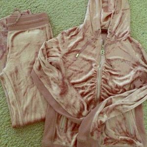 BCBG velour/suede track suit- pink