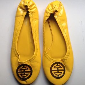 Bright Yellow Flats with Gold Medallion
