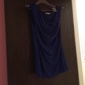 Blue cowl neck top
