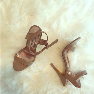 Nude single strap heels