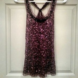 Sheer Plum Sequin Tank Top