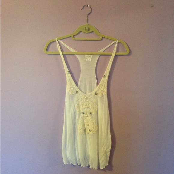 Free People racer back tank with lace detail