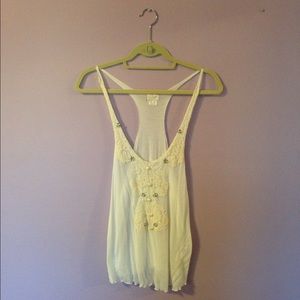 Free People racer back tank with lace detail