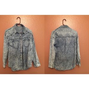 Oversized acid washed denim button up