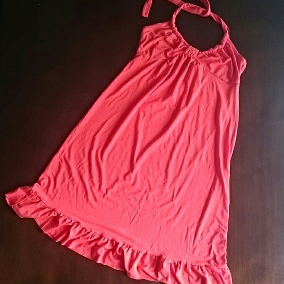 Orange Cotton Ruffle Sundress Halter Style Small