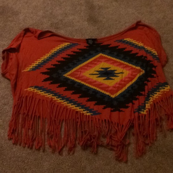 Aztec fringe crop top