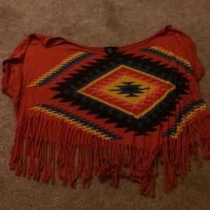 Aztec fringe crop top