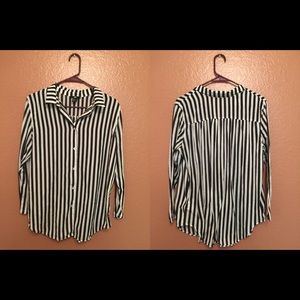 Oversized stripped button up blouse